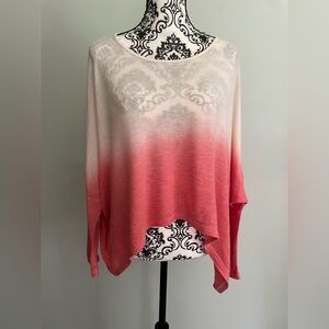 Ya Los Angeles Ombré Cream Peach High Low Long Sleeve Shirt Women’s Size M